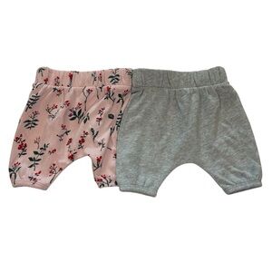 Nordstrom Newborn Baby Girl 2 Pair of Pant Pink Floral and Grey Baby shower Gift